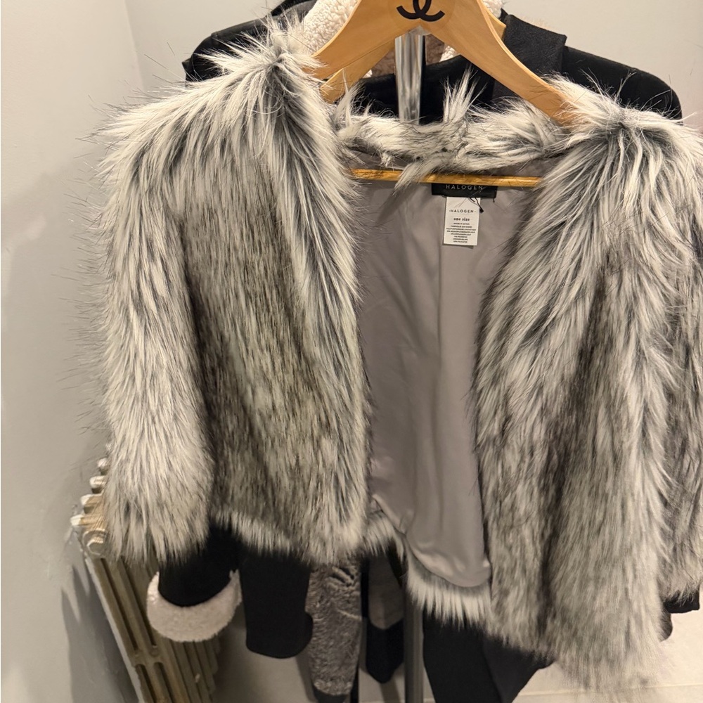 Halogen Faux Fur Black and White Jacket